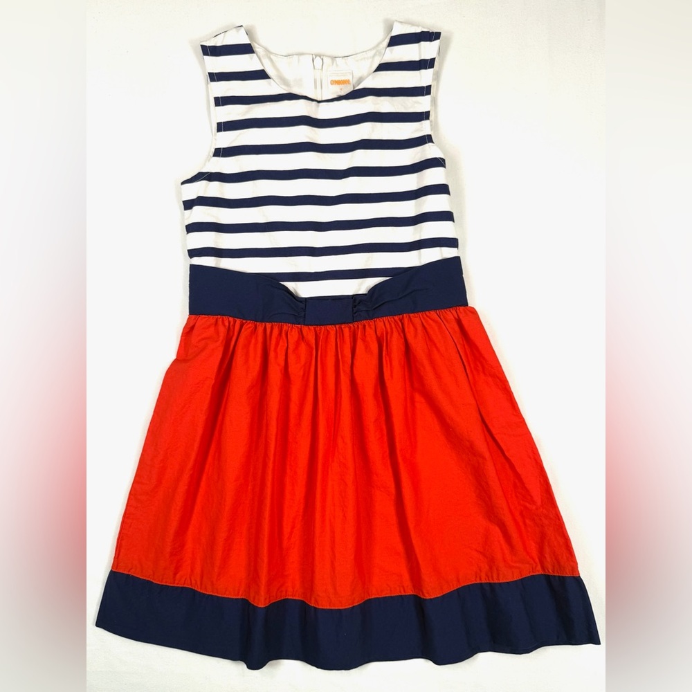 GYMBOREE‎ Mod About Orange Nautical Stripe Colorblock Fit & Flare Dress Size 7